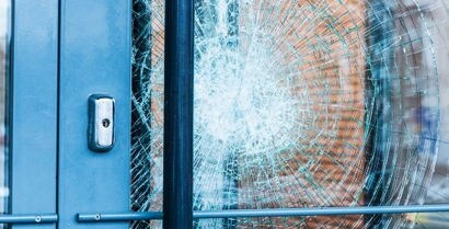 broken glass on a door
