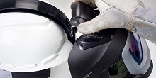 3M Speedglas Welding helmet hard hat adapter connecting to a hard hat
