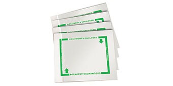 Image of pouch tapes, which have adhesive around the edges with a non- adhesive area in the center
