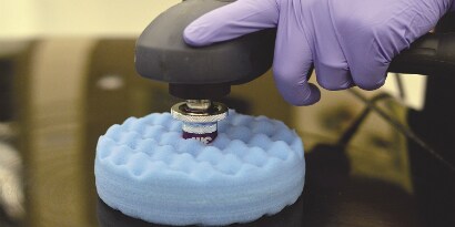 3m buffing pads in use
