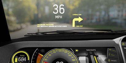 Vehicle head up display on windshield

