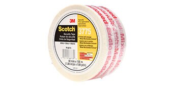 Image of a roll of security tape printed with the message ‘Mixed Merchandise Enclosed’

