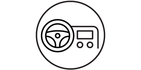 steering wheel and dashboard drawing
