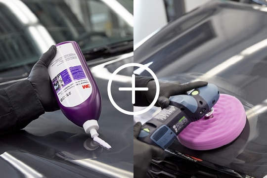 Use Perfect-It 1-Step Finishing Material with the Perfect-It 1-Step Foam Finishing Pad for a deeper, glossier finish