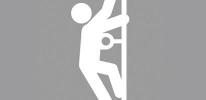 Illustration of figure climbing ladder connected by connection point on front
