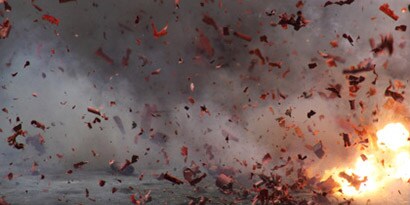 Large flying debris from an explosion
