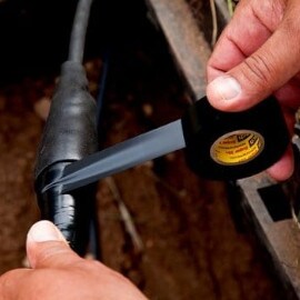 การใช้งานเทป Super 33+ vinyl electrical ปิดทับบน mastic sealing 