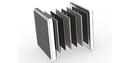 battery cells expanded to show use of E-A-R cushioning materials
