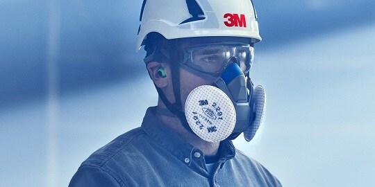 Man wearing 3M Half Facepiece Reusable Respirator
