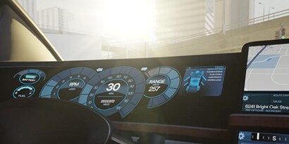 Front cabin information display in vehicle
