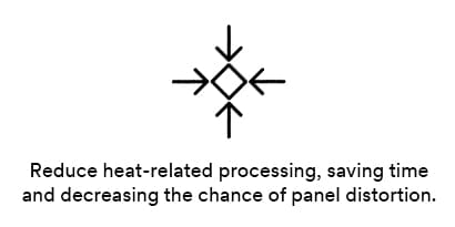 Reduce heat-related processing, saving time and decreasing the chance of panel distortion.
