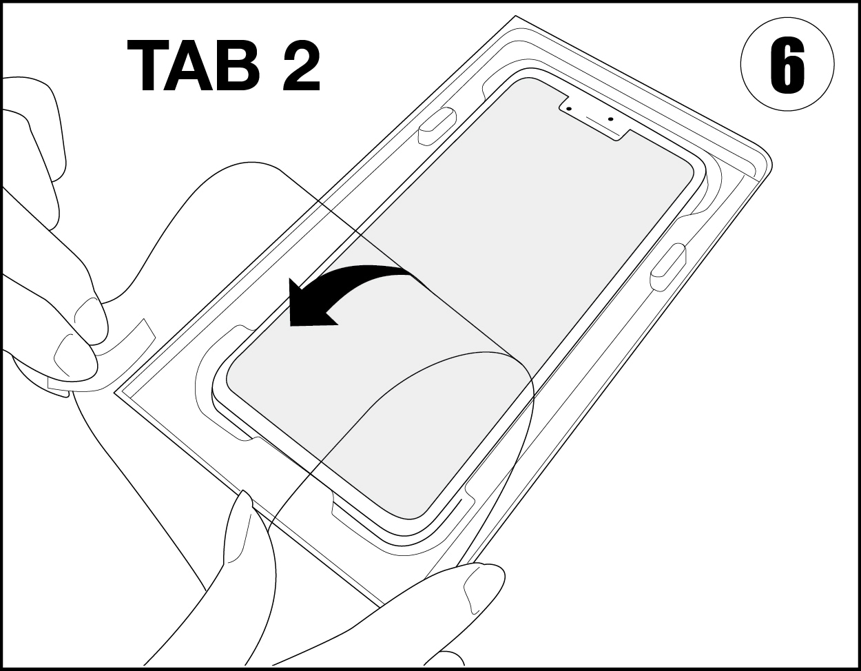 Illustration showing how to remove the second tab of applicator kit