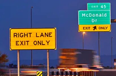 close-up of a road sign
