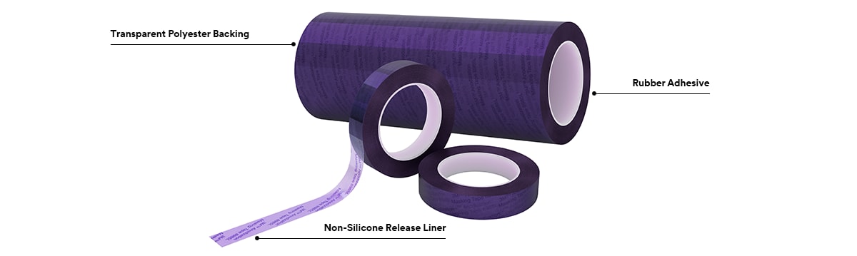 3M™ Anodizing Masking Tape 8985L จากโพลีเอสเตอร์ใส กาวยาง ไลเนอร์ปราศจากซิลิโคน

