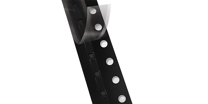 Closeup of a variety of different sized 3M Embossed Carrier Tapes
