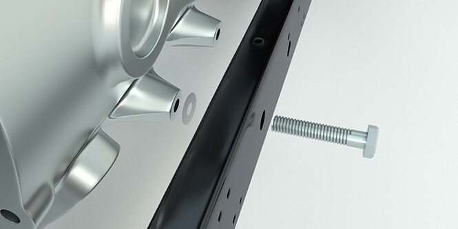Exploded view showing where friction shim can be placed into torsional joint.
