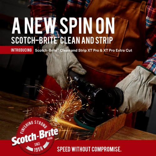 Scotch-Brite Clean and Strip XT Pro และโบรชัวร์ Extra Cut