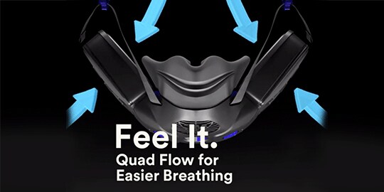 Feel it. Quad-flow breathability. Click here to see it in action.
