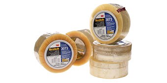 Image of several rolls of tape used for sealing highly recycled corrugated containers
