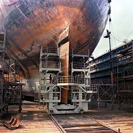Close up of ship's hull