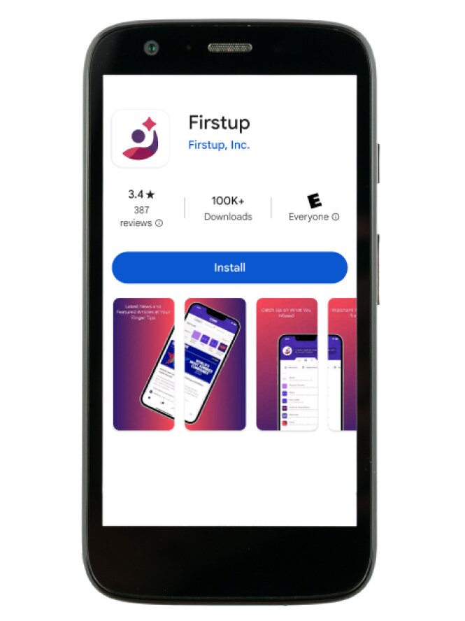 สมาร์ทโฟนแสดงแอป Firstup
