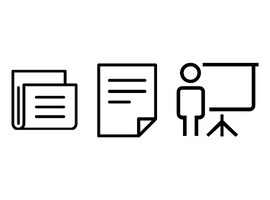 ไอคอนสีดําของ PDF และบุคคลที่นําเสนอ