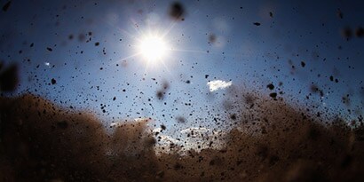 Flying dirt and small debris

