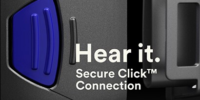 Hear it. audible locking feedback. Click here to see it in action.
