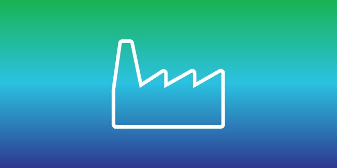 ไอคอนโรงงาน แสดงถึงการปรับปรุงกระบวนการผลิตเพื่อลดผลกระทบต่อสิ่งแวดล้อม
