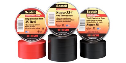 Three Scotch® Premium Vinyl Electrical Tapes
