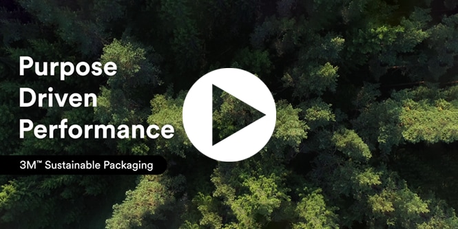 ภาพป่าพร้อมข้อความ Purpose Driven Performance 3M™ Sustainable Packaging
