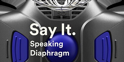 Say It. Optional speaking diaphragm. Click here to see it in action.
