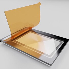 Heat resistive polymide tapes for semiconductor IC packaging process protection.
