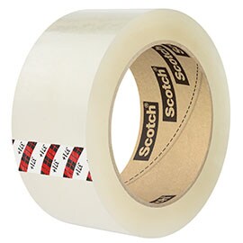 Image of a roll of Scotch® High Tack Box Sealing Tape 371+, designed for flexibility and conformability