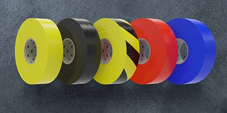 ม้วน 3M™ General Purpose Vinyl Tape เทปไวนิลอเนกประสงค์ สีเหลือง สีดำ สีแดง และสีน้ำเงิน
