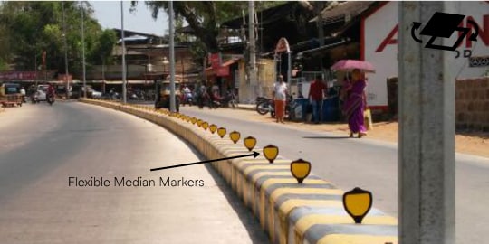 Flexible median markers placed on channelizing islands swap