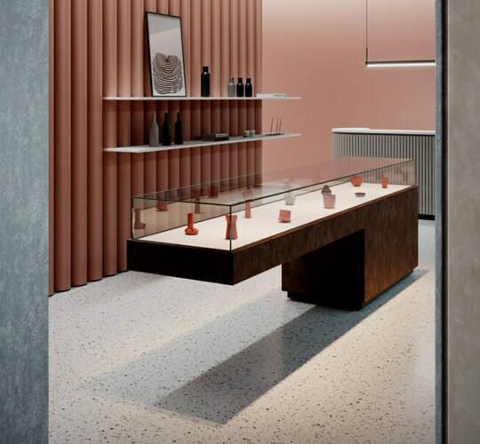 display case in a store
