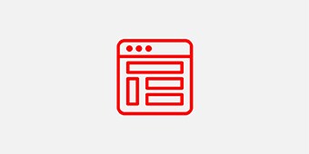 Icon showing a computer window with boxes representing a blueprint
